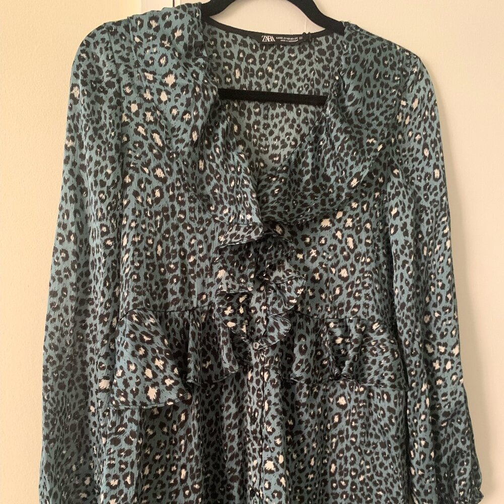 Zara Leopard Print Ruffle Dress